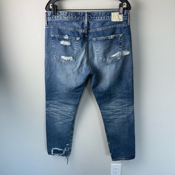 AG The Ex-Boyfriend Slouchy Slim Jean 19 Year Quilted Blue Mended Denim Women 29 - Picture 12 of 16